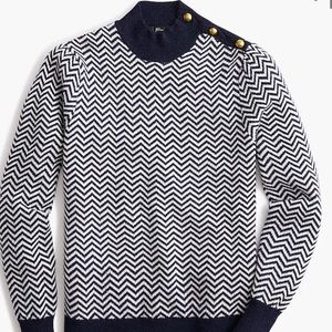 JCrew Button-detail mockneck sweater in herringbone - Size XS